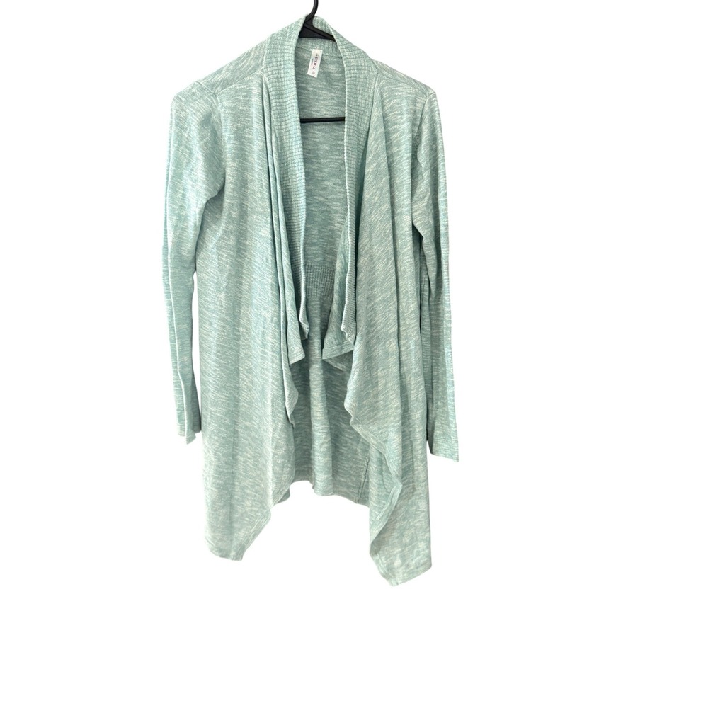 Soybu Womens Mint Green Space Dye Open Front Waterfall Cardigan Sweater Size M